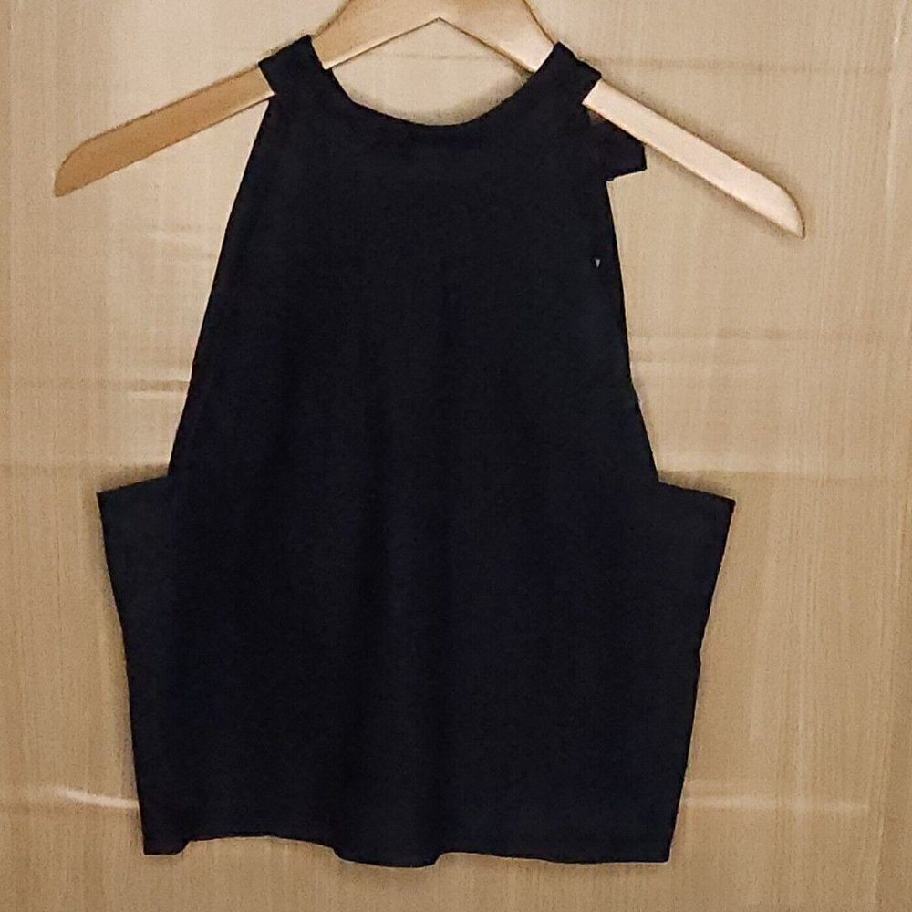 J.O.A Dark Wash Denim Cropped Halter Top Small